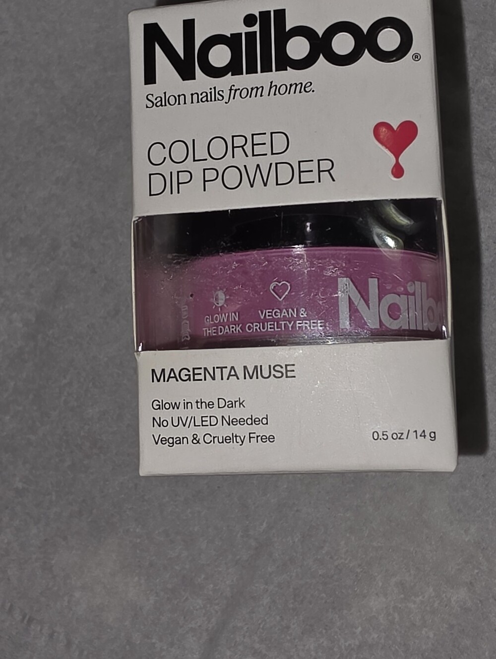Nailboo Magenta Muse Colored Dip Powder - Glow in the Dark